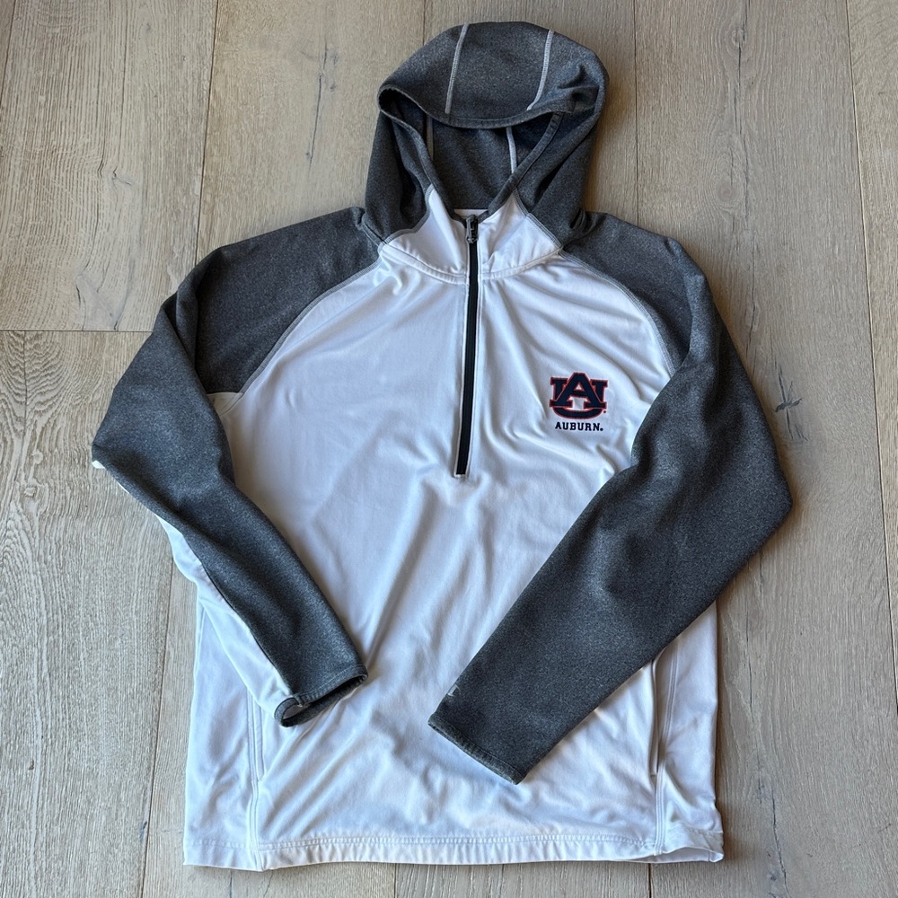 Champion Auburn University Gray and White Logo Quarter Zip Pullover